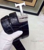AAA Replica Hermes Black&Silver Leather Belt - New Style Buckle